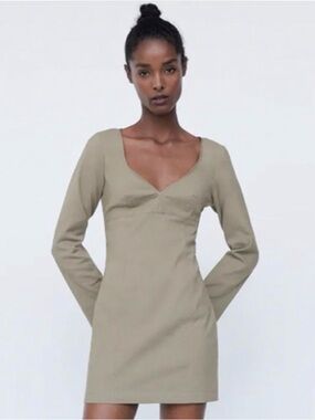 Zara Long Sleeve Sweetheart Mini Dress